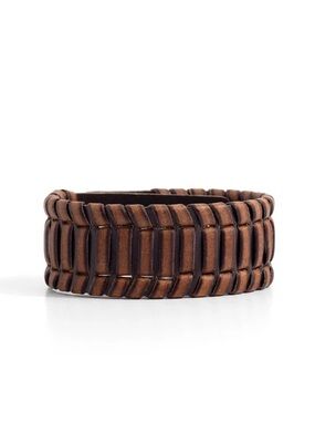 Men's Brown Woven Leather Cuff Bracelet